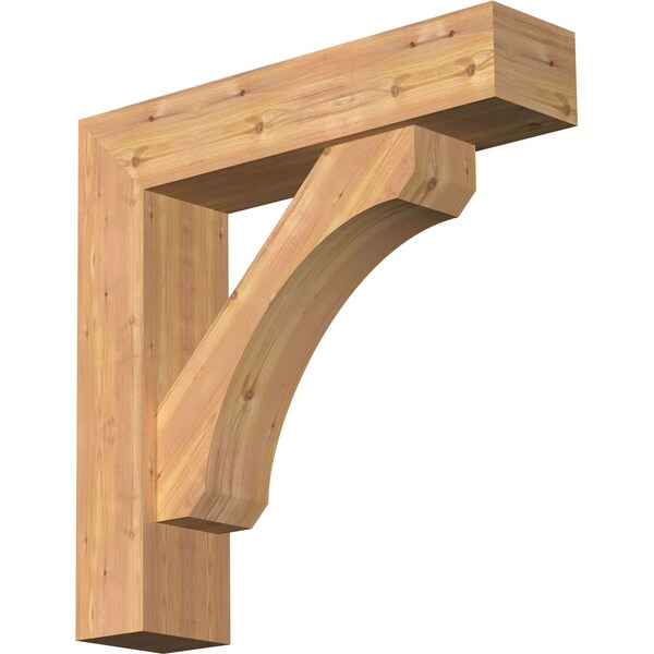 Ekena Millwork Legacy Block Smooth Bracket w/ Offset Brace, Western Red Cedar, 7 1/2"W x 32"D x 32"H BKT0806X32X32LEC05SWR - main